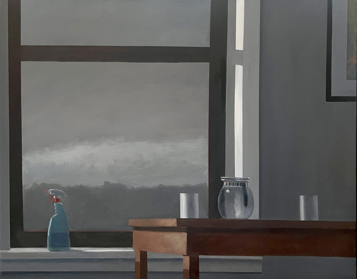 "Coffee Pot and Two Cups No 2", 2026, oil on canvas, 35" x 44"