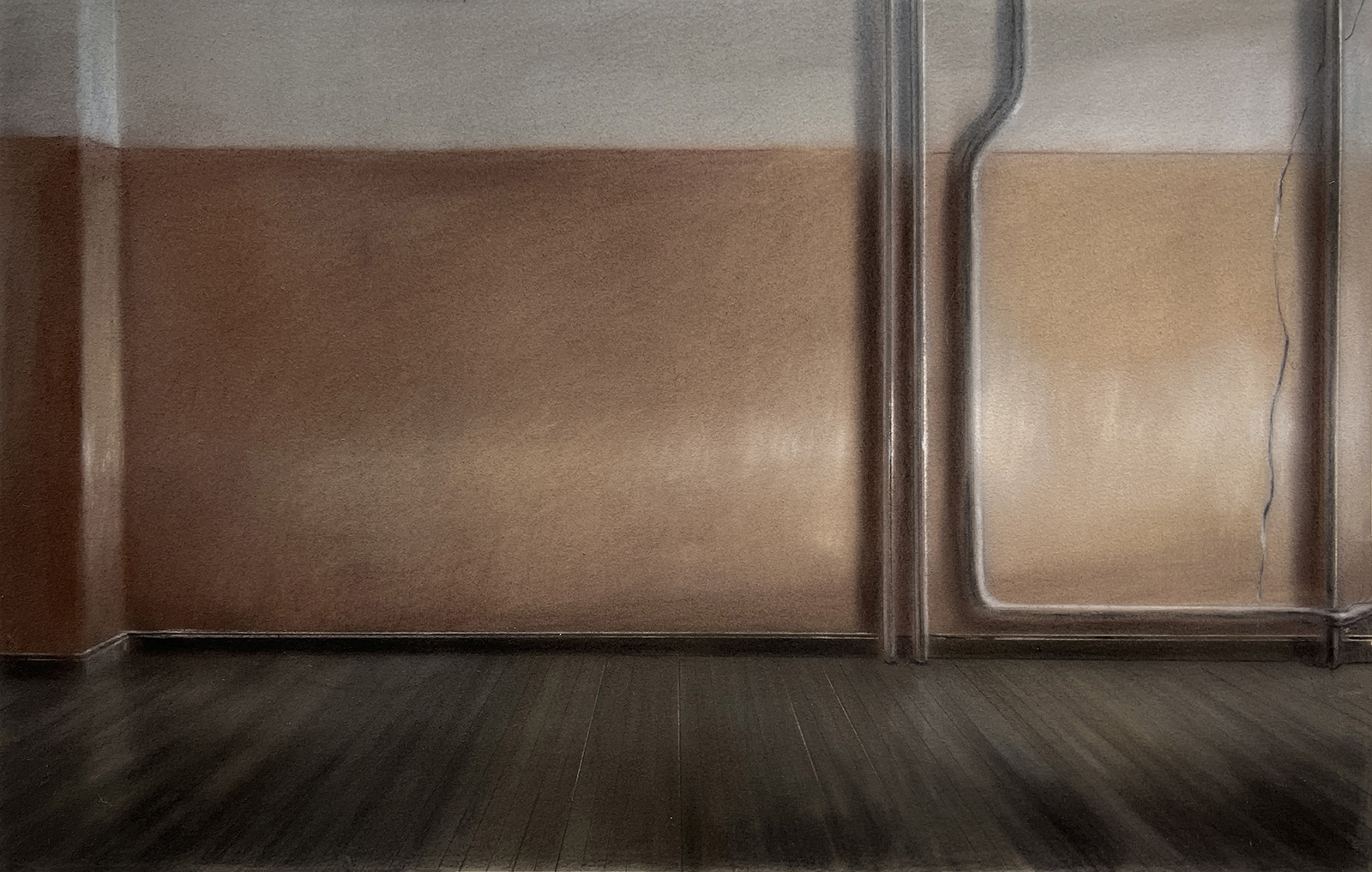 "Loading Dock on Hudson St.",  pastel, 14" x 32" image, 23" x 31.5" framed
