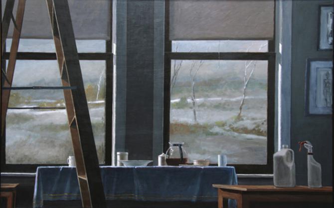 'Winter Day - Studio', 2009, oil on wood panel, 42 x 66 inches