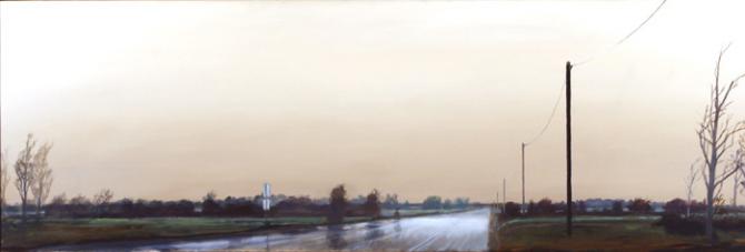 'Approaching Town', oil on canvas, 20x60', 2005, private collection, Seattle