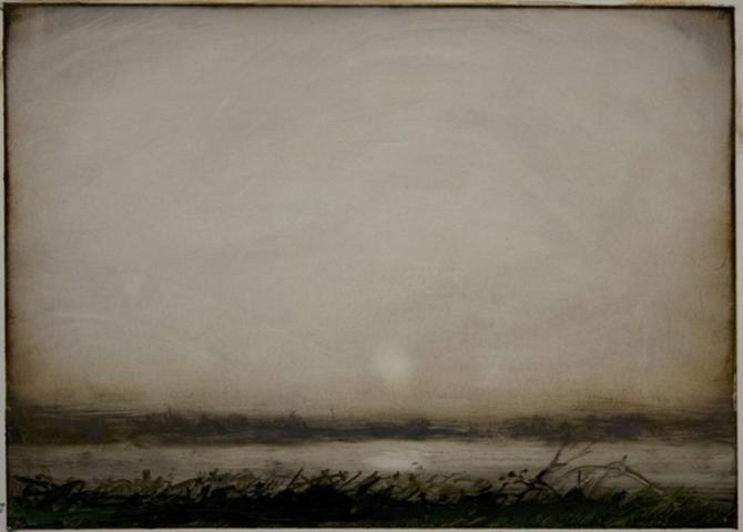 'Landscape Notes 1', 2012, oil on paper, 5 x 7'