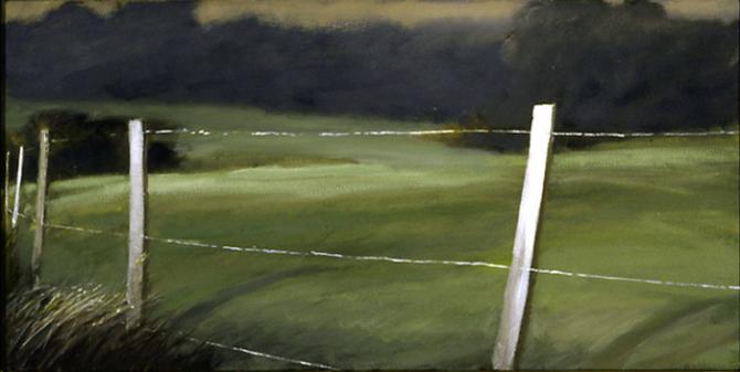 'Fence and Field', 2005, oil on canvas, 14x28', private collection, Los Angles