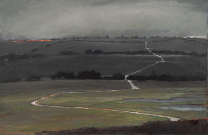 "Grass Fire", 2019, oil on canvas, 48" x 72"