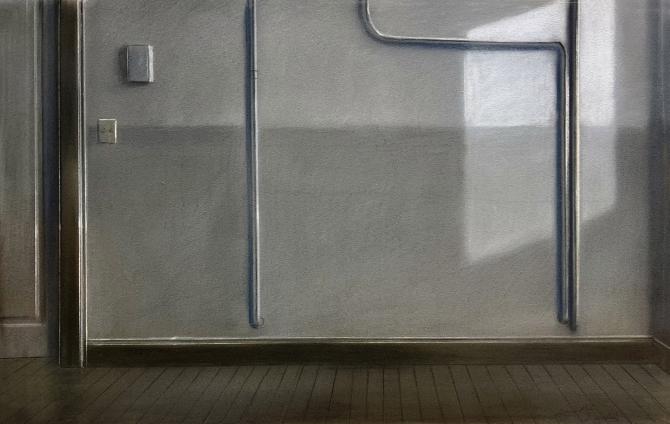 "Second Floor- Hudson St.", pastel, 14" x 22" image  23.5" x 31.5" framed