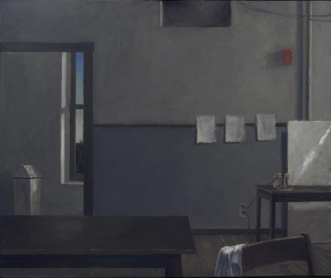 "Studio, Evening, Leaving, (Homage to V.H.)", 2013, oil on canvas, 44 x 53"