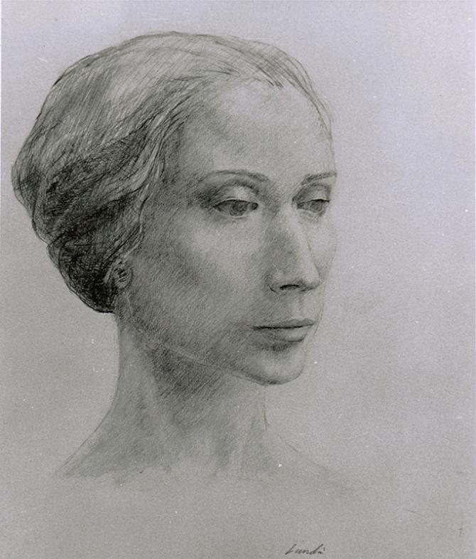 "Woman from Ukraine", 1964, graphite on paper, 14" x 12"