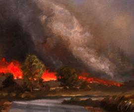 'Forest Fire', oil on canvas, 14x12' 2001; private collection