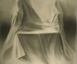 Draped Chair, charcoal on buff paper, 1999, 48x36"; collection of the artist
