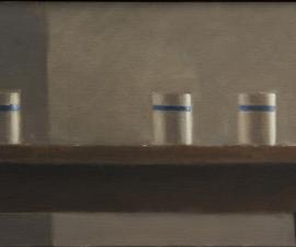 "Simple Still Life - Three Cups" 2013, oil on canvas, 11 x 24"