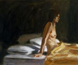 'Girl with Yellow Blanket', 12x17 ', oil on paper, 1980, private collection