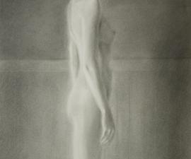 'Walking Nude', charcoal, 24 x 14"