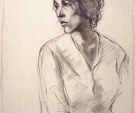 'Portrait Study', 1973, charcoal on paper, 14 1/2 X 10 1/2 inches; collection of the artist