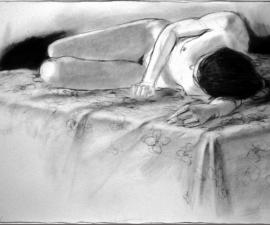 'Sleep', charcoal on paper, 19x27' (image) 2002; private collection