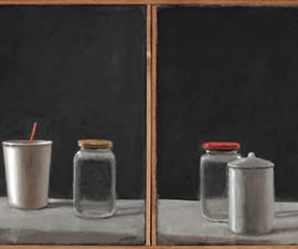 "Things Left Around", 2019, oil on canvas, 14" x 48"